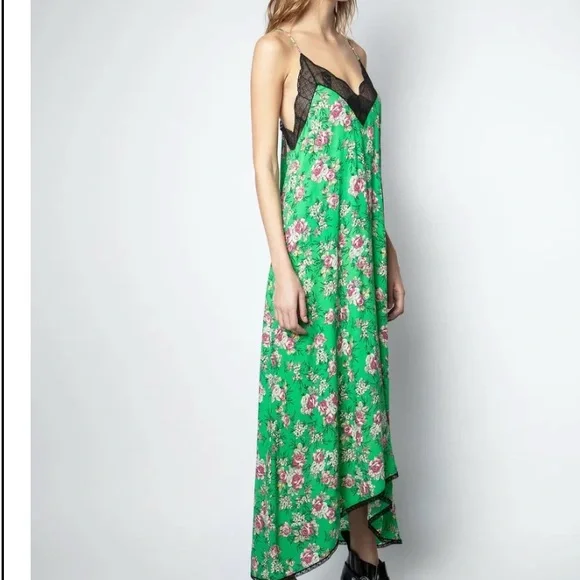 Zadig & Voltaire Vibrant Green Floral Midi Dress - Picture 3 of 5